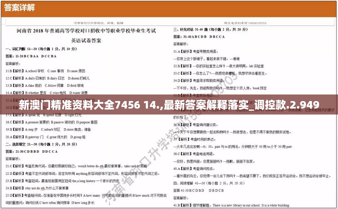 新澳门精准资料大全7456 14.,最新答案解释落实_调控款.2.949