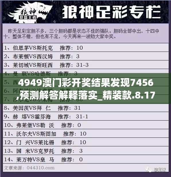 4949澳门彩开奖结果发现7456,预测解答解释落实_精装款.8.170