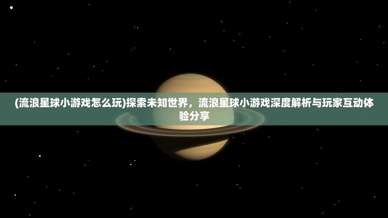 (流浪星球小游戏怎么玩)探索未知世界，流浪星球小游戏深度解析与玩家互动体验分享